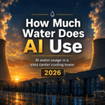AI water usage in a data center cooling tower, 2026