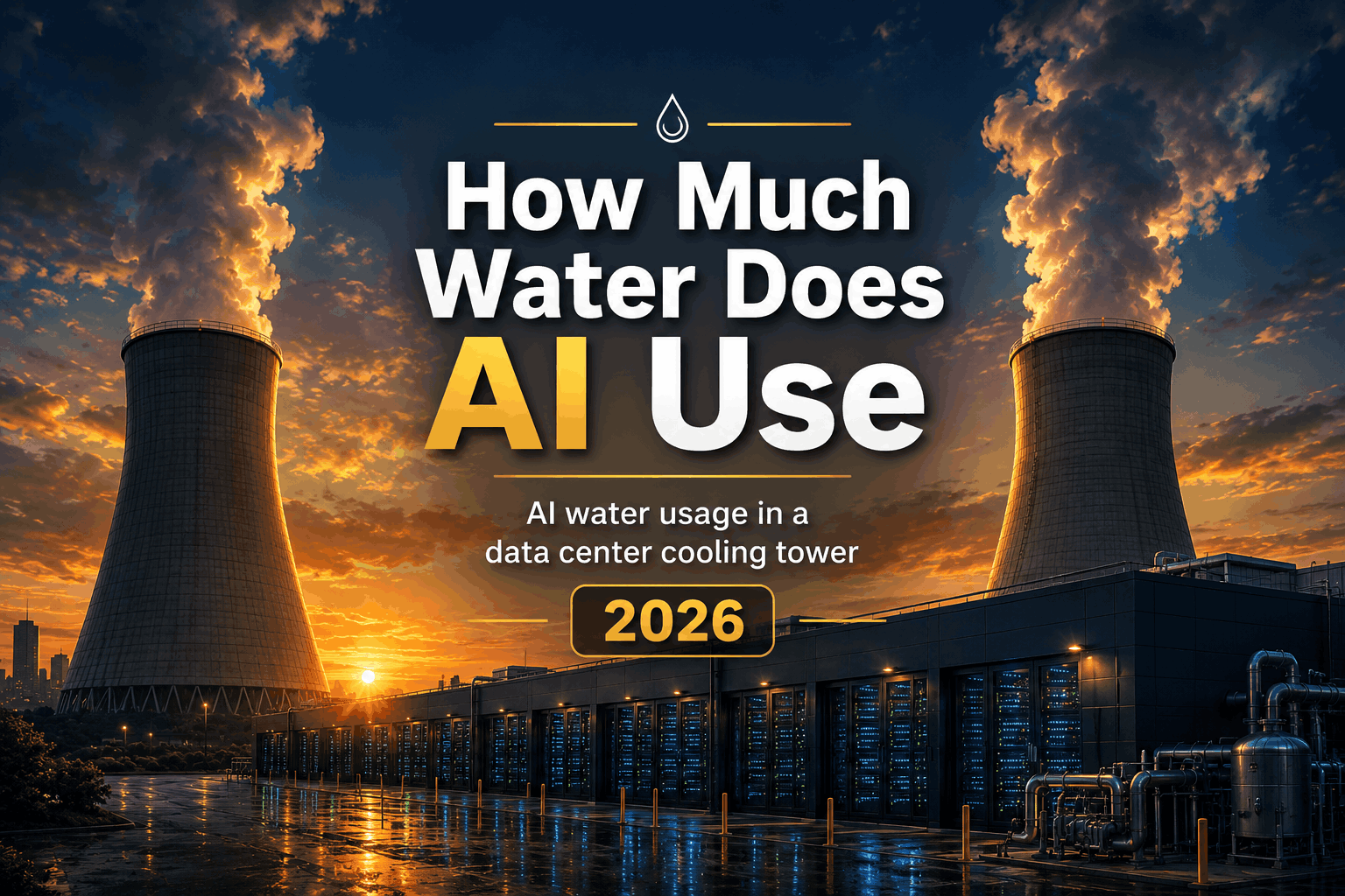 AI water usage in a data center cooling tower, 2026