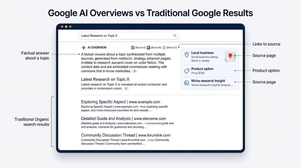 Google AI Overviews vs Traditional Google