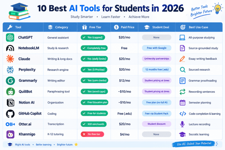 best AI tools for students 2026-2027